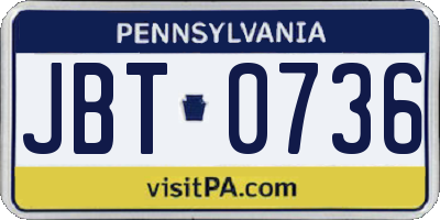 PA license plate JBT0736