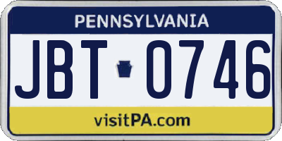 PA license plate JBT0746