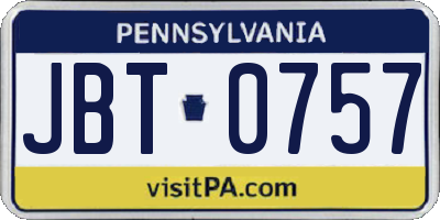PA license plate JBT0757