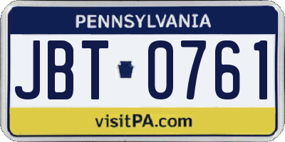 PA license plate JBT0761
