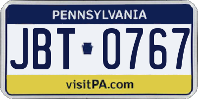 PA license plate JBT0767