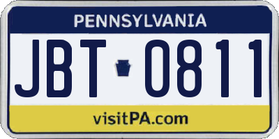PA license plate JBT0811