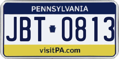 PA license plate JBT0813