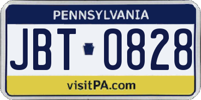 PA license plate JBT0828