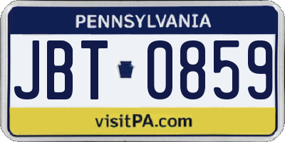 PA license plate JBT0859