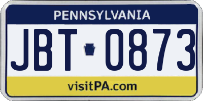 PA license plate JBT0873