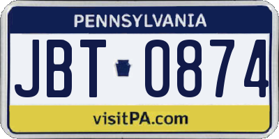 PA license plate JBT0874