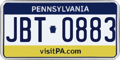 PA license plate JBT0883