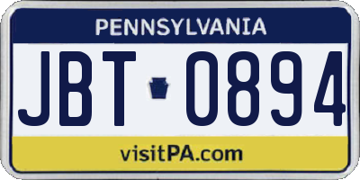 PA license plate JBT0894