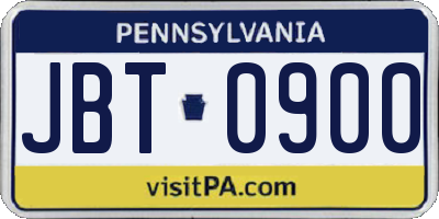 PA license plate JBT0900