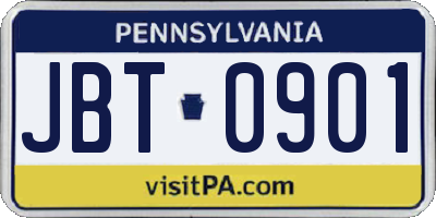 PA license plate JBT0901