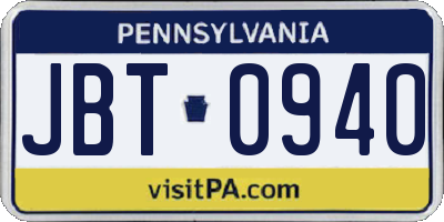 PA license plate JBT0940