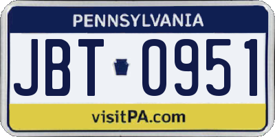 PA license plate JBT0951