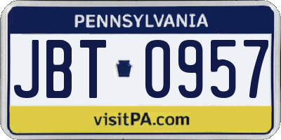 PA license plate JBT0957