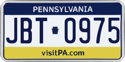 PA license plate JBT0975