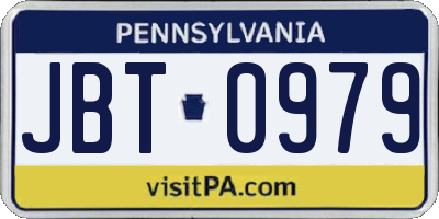 PA license plate JBT0979