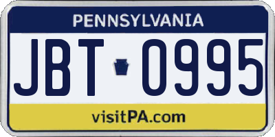 PA license plate JBT0995