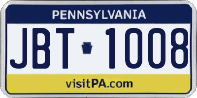 PA license plate JBT1008