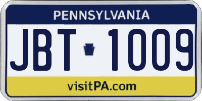 PA license plate JBT1009