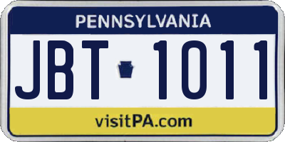 PA license plate JBT1011