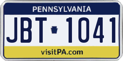 PA license plate JBT1041