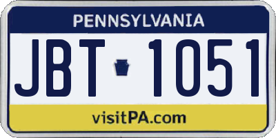 PA license plate JBT1051