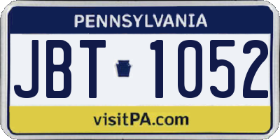 PA license plate JBT1052
