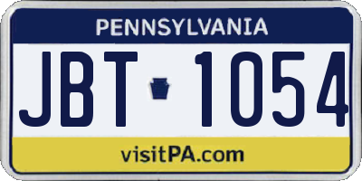 PA license plate JBT1054