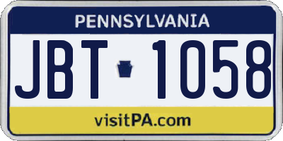 PA license plate JBT1058