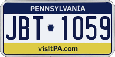 PA license plate JBT1059