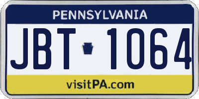 PA license plate JBT1064