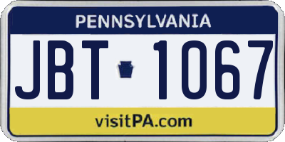 PA license plate JBT1067