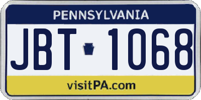 PA license plate JBT1068