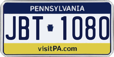 PA license plate JBT1080