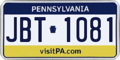 PA license plate JBT1081