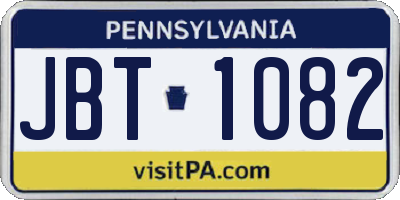 PA license plate JBT1082