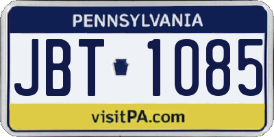 PA license plate JBT1085