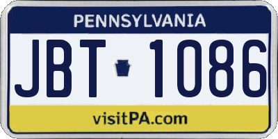PA license plate JBT1086