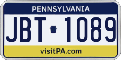 PA license plate JBT1089