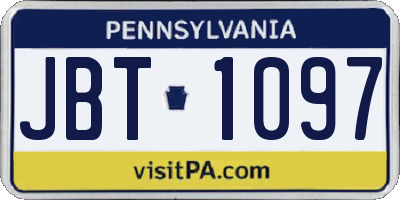 PA license plate JBT1097