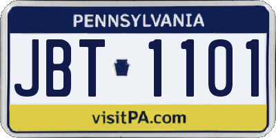 PA license plate JBT1101