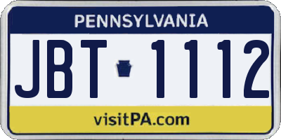 PA license plate JBT1112