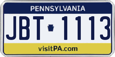 PA license plate JBT1113