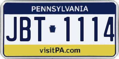 PA license plate JBT1114