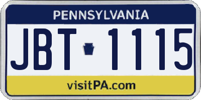 PA license plate JBT1115