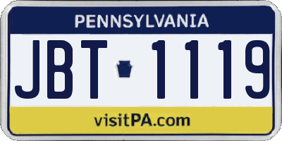 PA license plate JBT1119