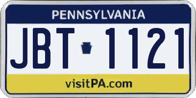 PA license plate JBT1121