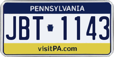 PA license plate JBT1143
