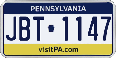 PA license plate JBT1147