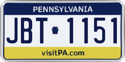 PA license plate JBT1151